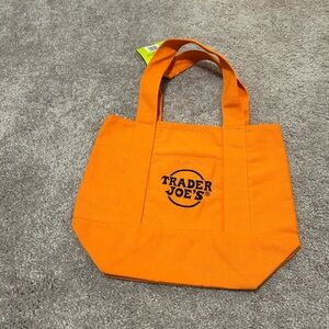Trader Joe's Vibrant Orange Tote Bag- Mini Canvas